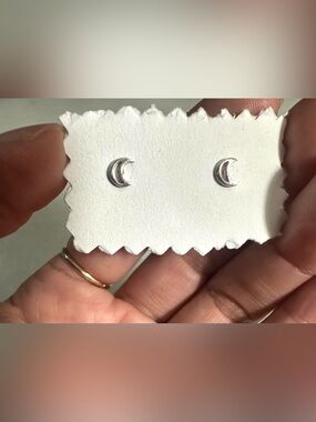 Sterling Silver 925 Crescent Moon Stud Earrings Post Lightweight Boho Goth